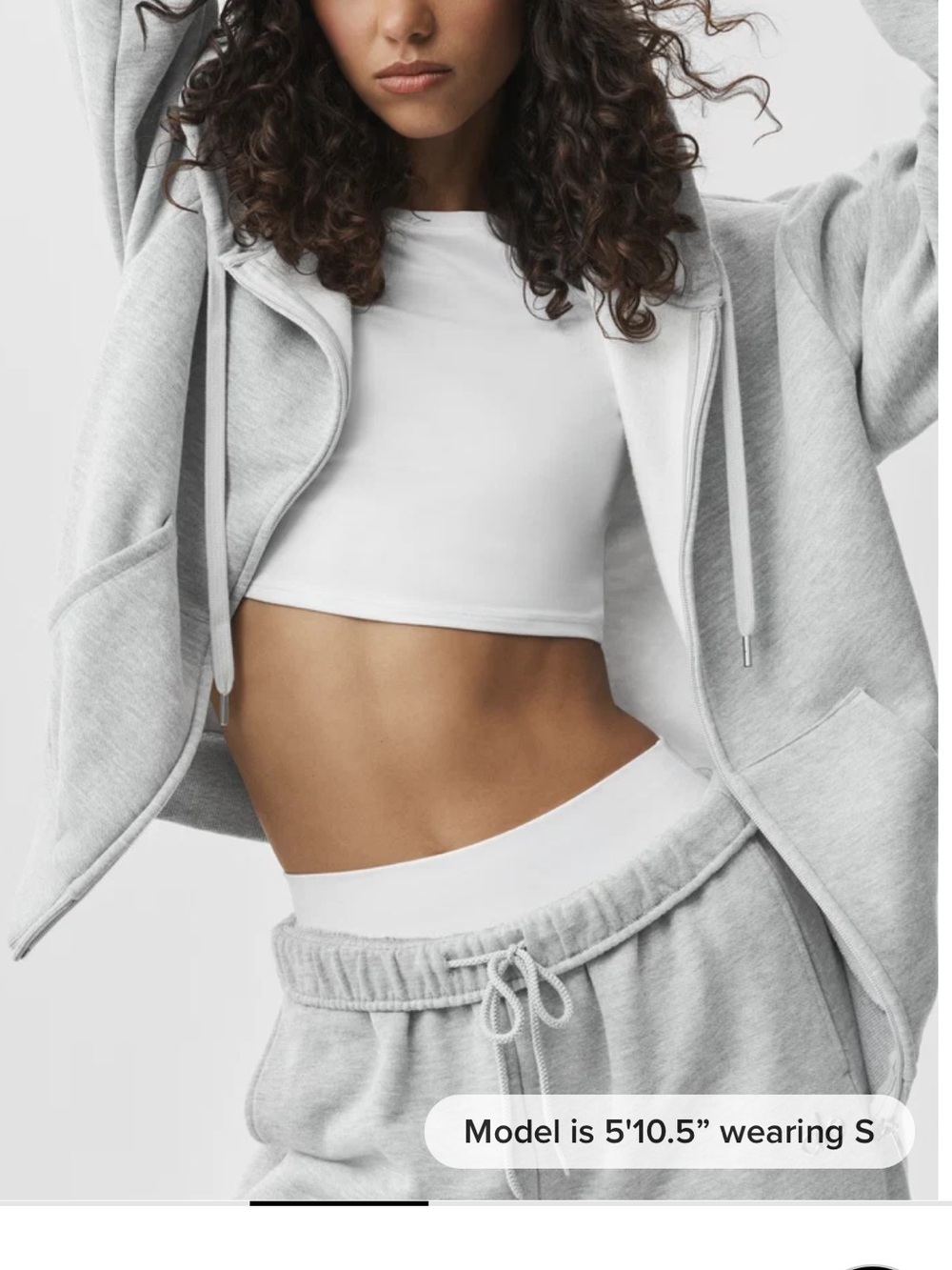 ALO Accolade Full Zip Hoodie Heather Grey Size M